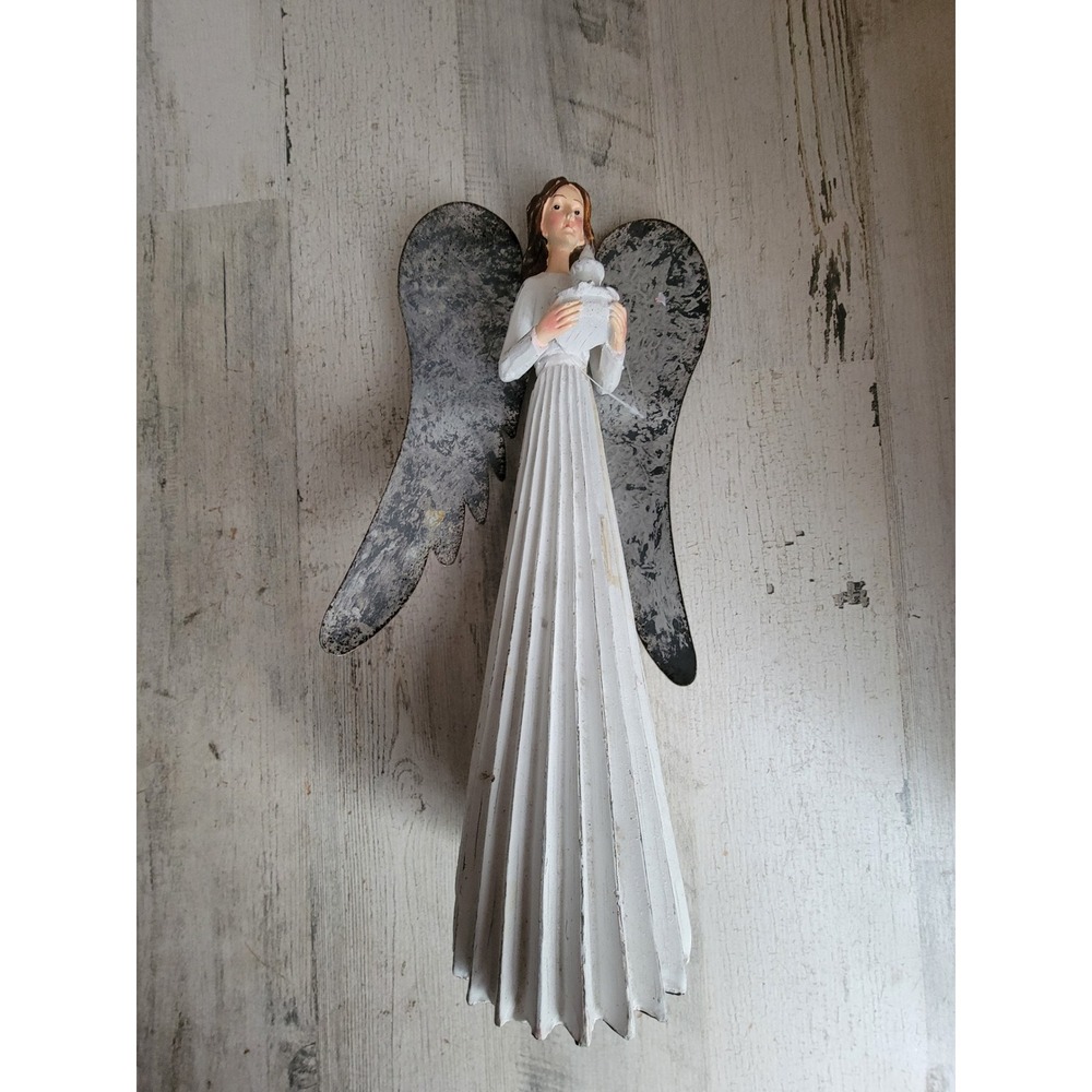 Unique standing angel metal wing rustic Xmas home decor‎ cherub religious candle